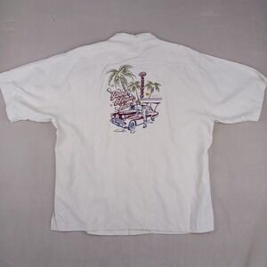Eagle‎ Dry Goods XL Mens Shirt Hawaiian Camp Silk Embroidered 25x29 FLAW Bowling